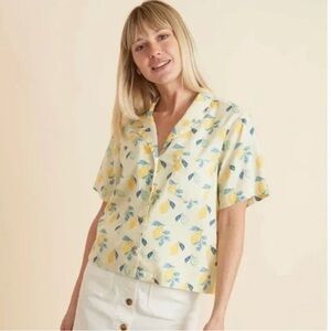 Marine Layer Lemon Hemp Print Women's Top